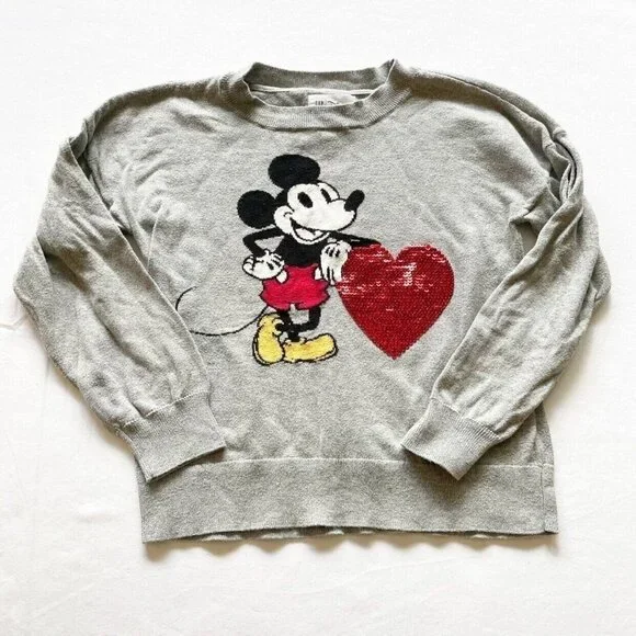 Gap Disney Girls Gray Mickey Mouse Sweater Size 8 - Picture 1 of 6